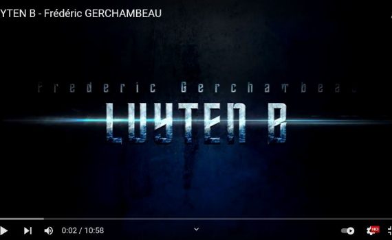Image présentation clip vidéo Luyten B : Réalisation montage JL ANGER / Musique Frédéric Gerchambeau / Sur fond bleu nuit le titre est traversé par une ligne de lumière